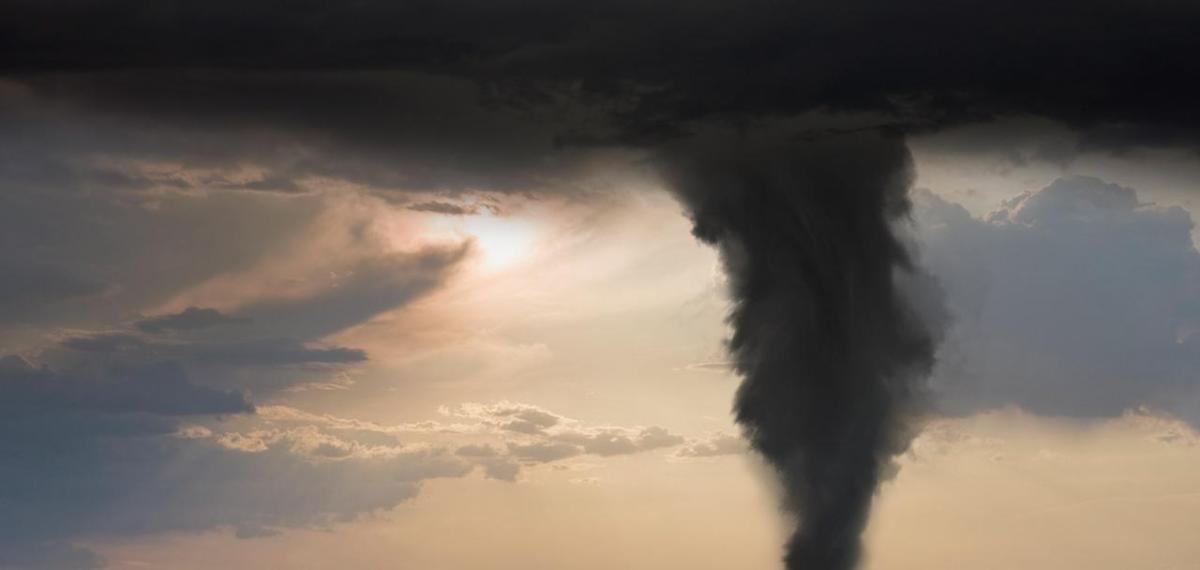 Photo of a tornado in the sky 