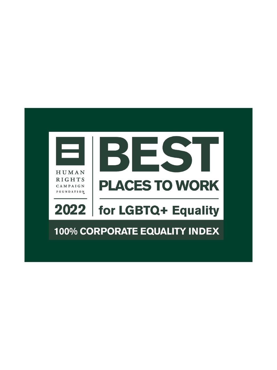 Human Rights Campaign’s 2022 Best Places to Work for LGBTQ+ Equality award logo