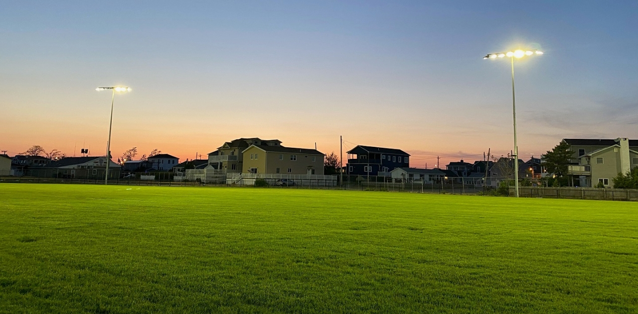 baseball field at dusk