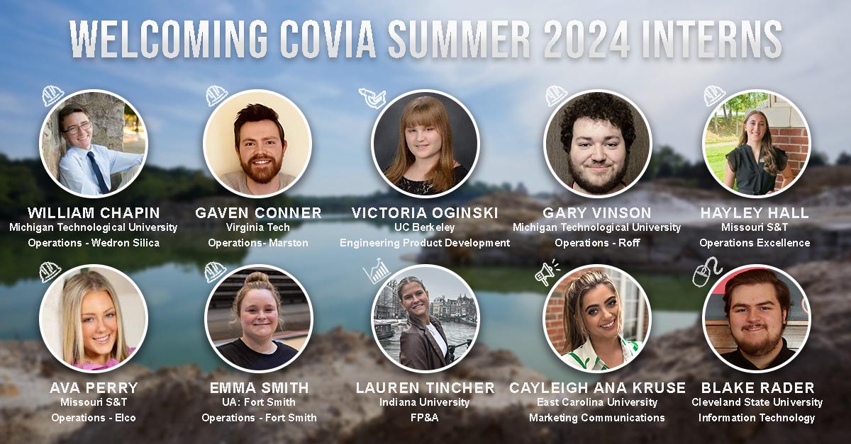 Profiles of the ten interns. "Welcoming Covia Summer 2024 Interns."