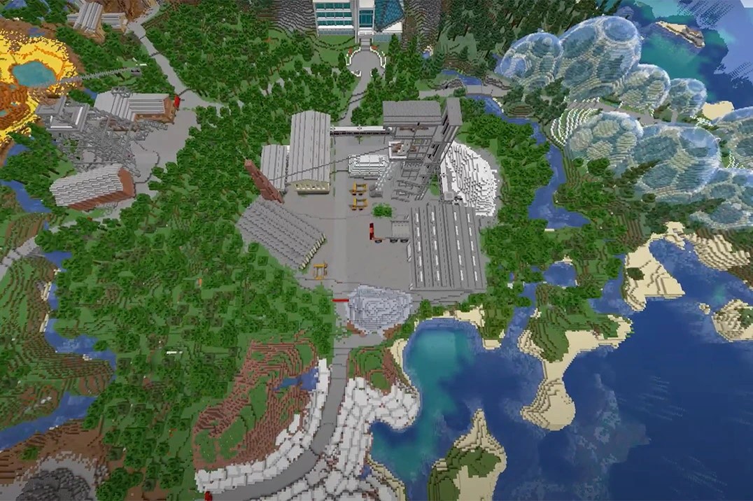 Periodic Odyssey world in Minecraft, shown from above