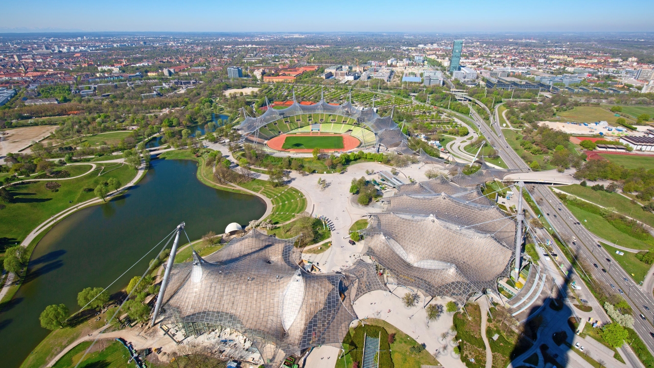 aerial view of Munich olympic village facilities