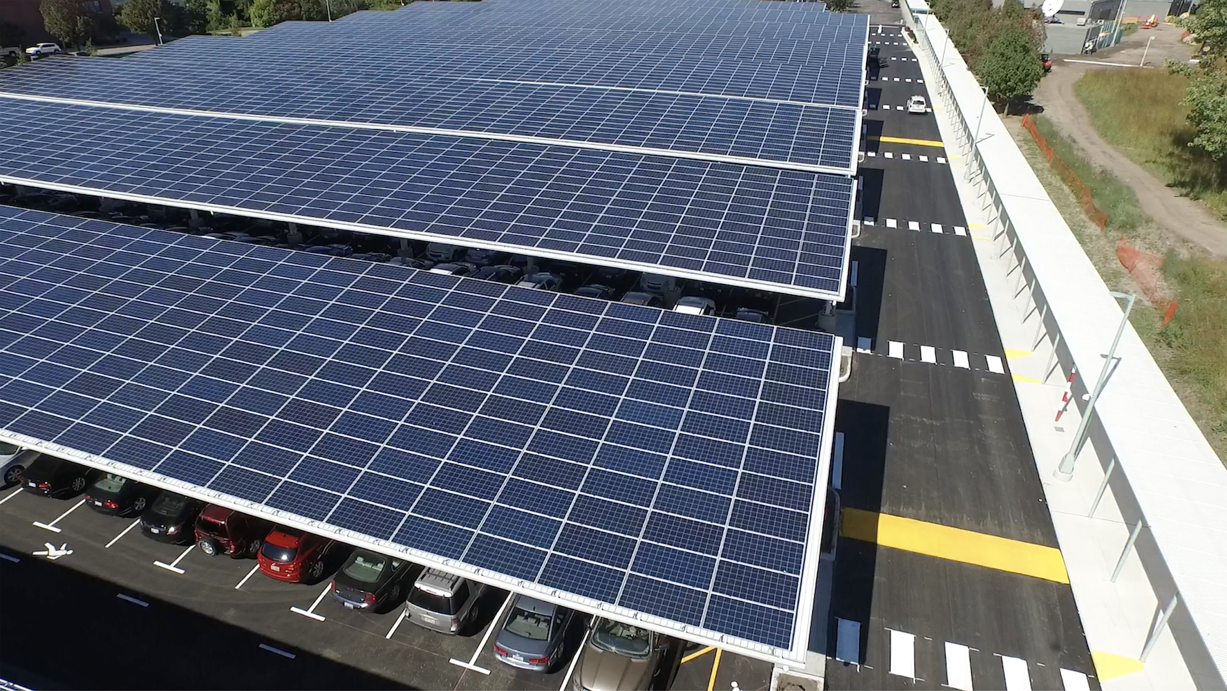 owens corning headquarters Solar Array over parking lot