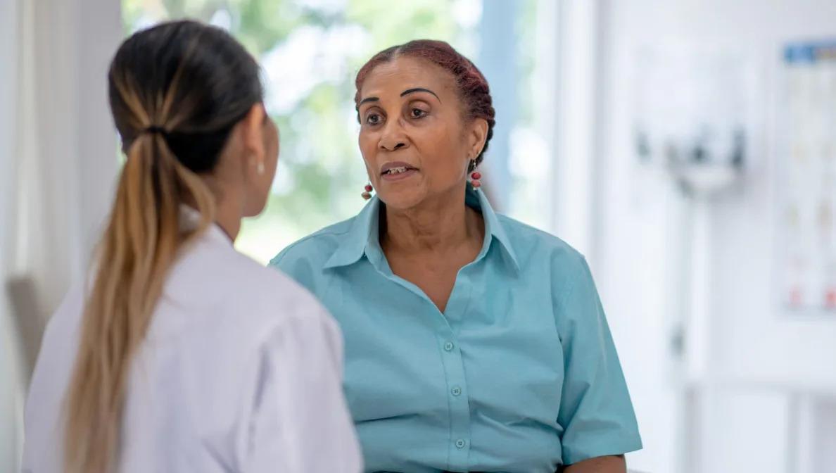 A patient talking to a medical provider.