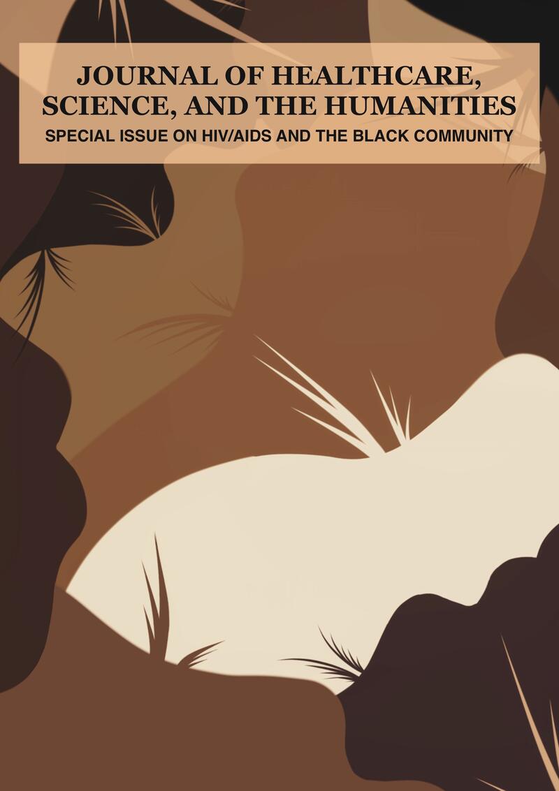 Abstract image in shades of brown and tan. "Journal of healthcare, science, and the humanities special issue on HIV/AIDS and the black community