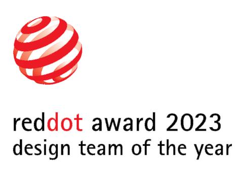 Red Dot award logo. "reddot award 2023 design team of the year."
