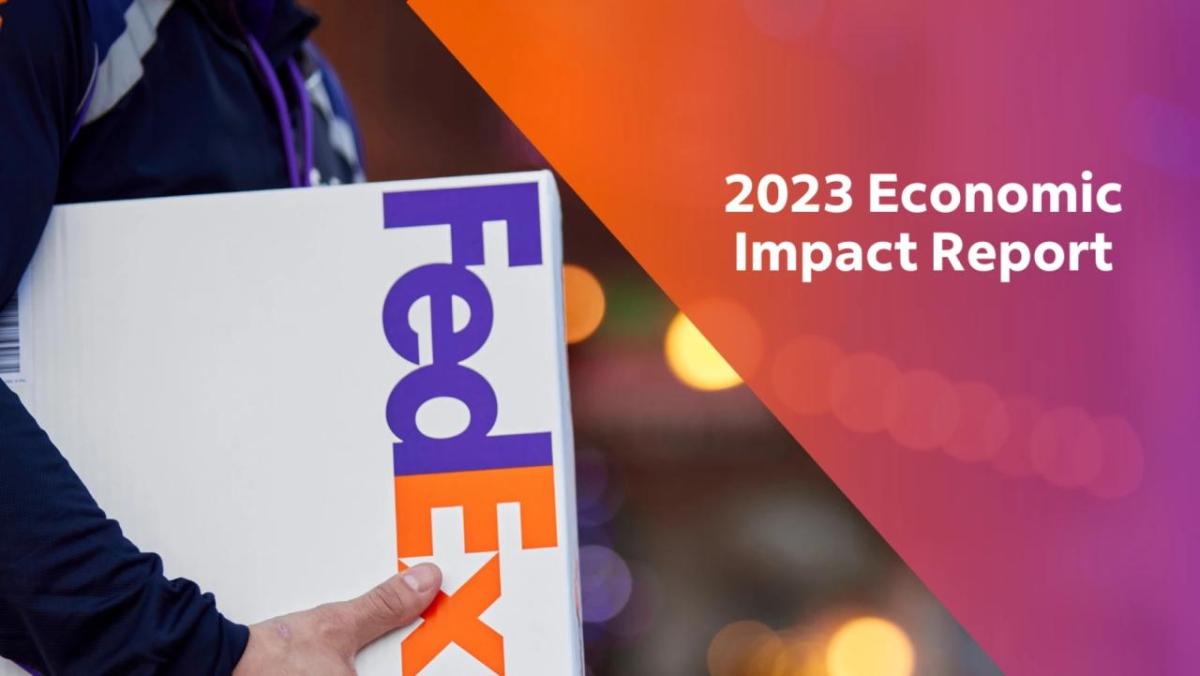 FedEx package with "2023 Economic Impact Report"