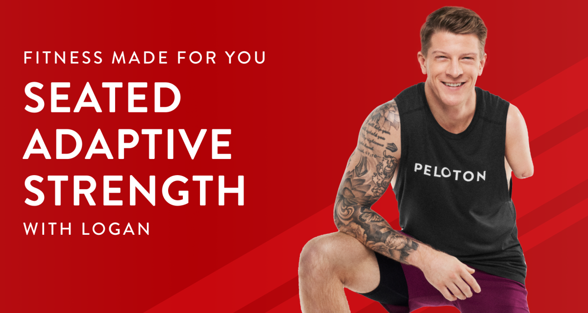 Logan Aldridge with text: "Fitness made for you, Seated Adaptive Strength with Logan"