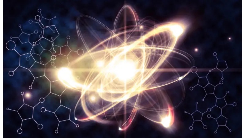 drawing of atom particles