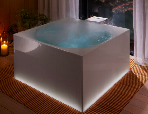 Kohler’s Stillness Bath adds fog, light and aroma to the bathing experience.