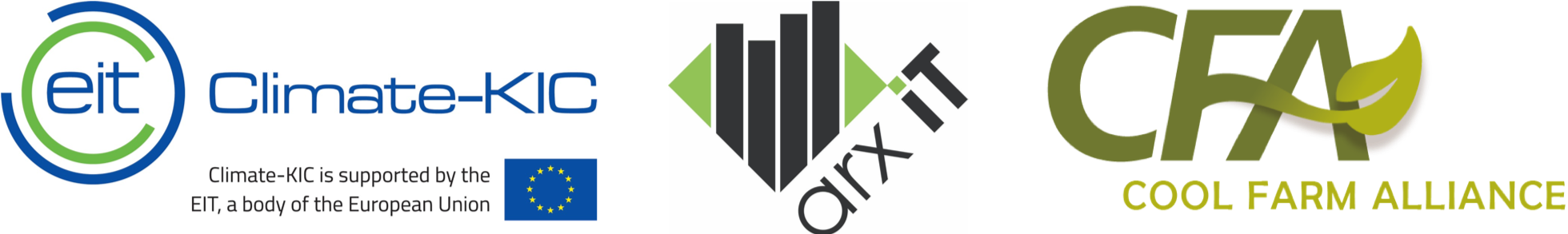 logos for EIT Climate-KIC, arx iT﻿, and Cool Farm Alliance
