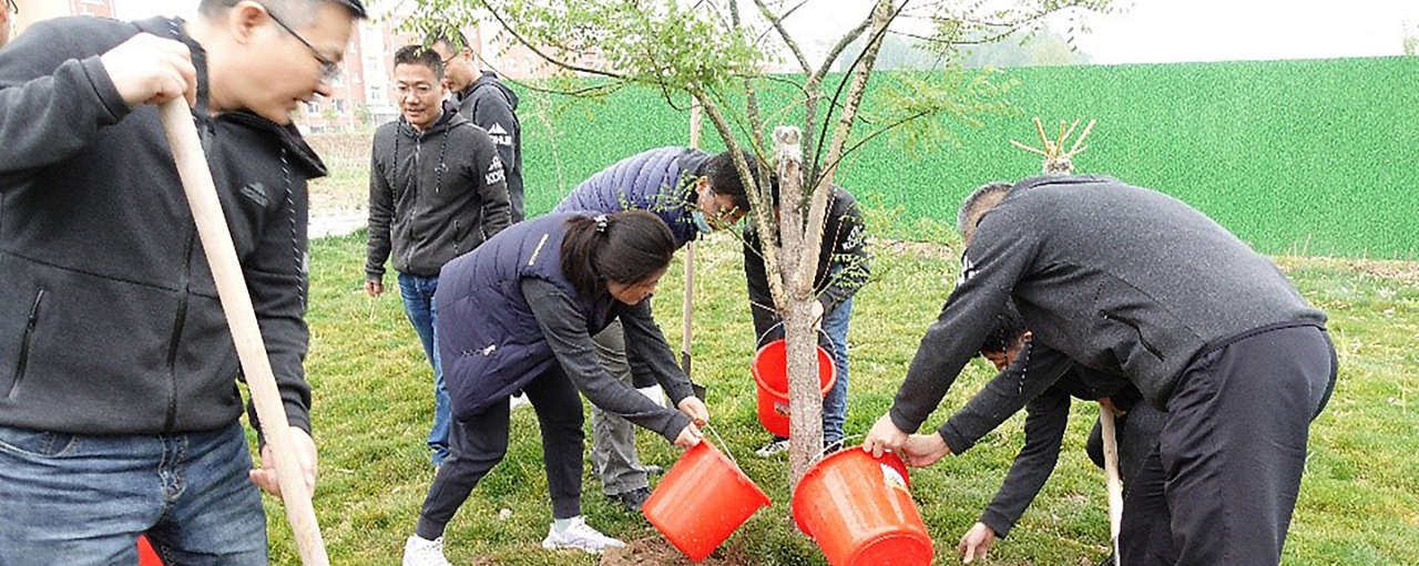 Kohler associates planting a tree