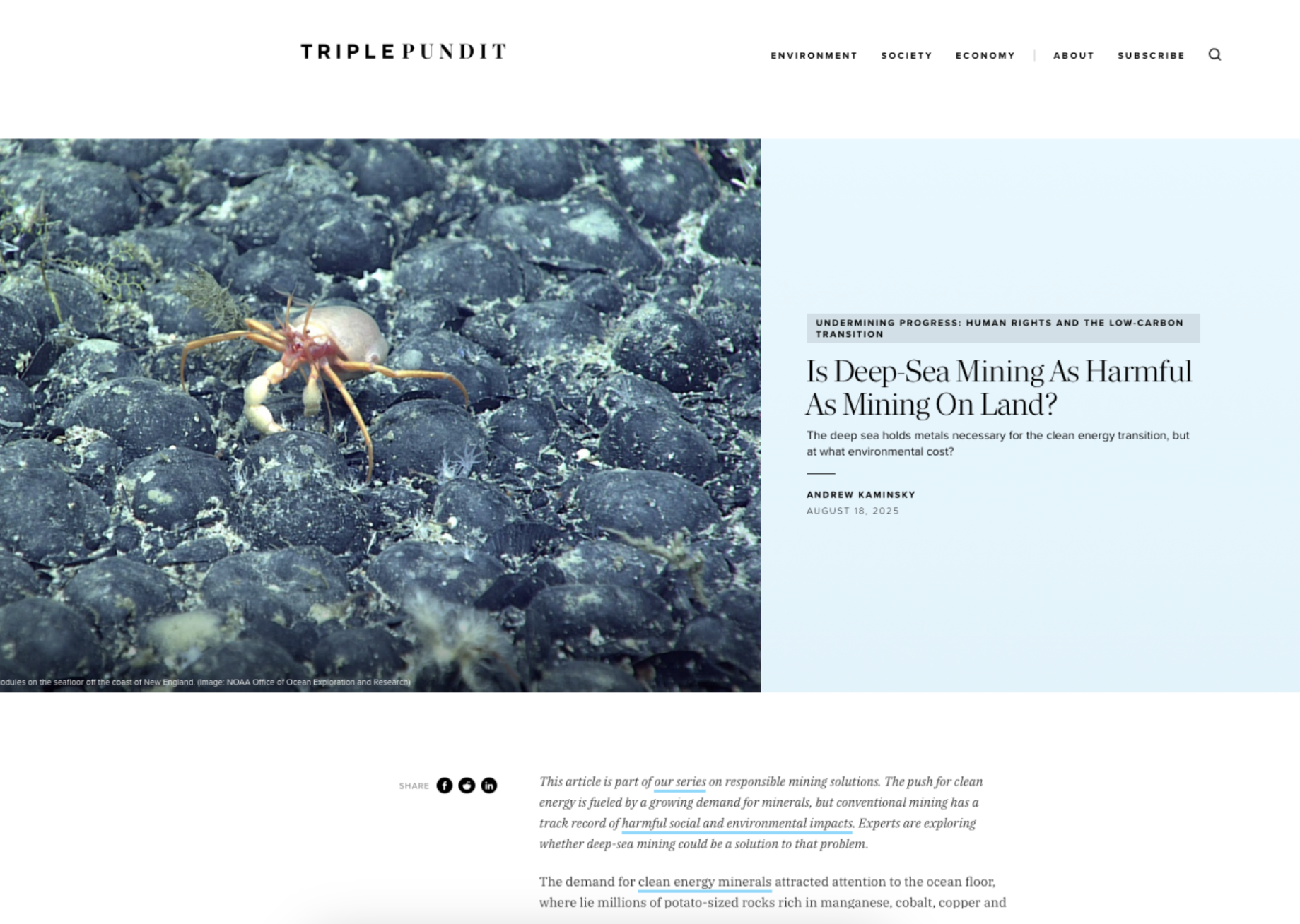 Screenshot of TriplePundit site