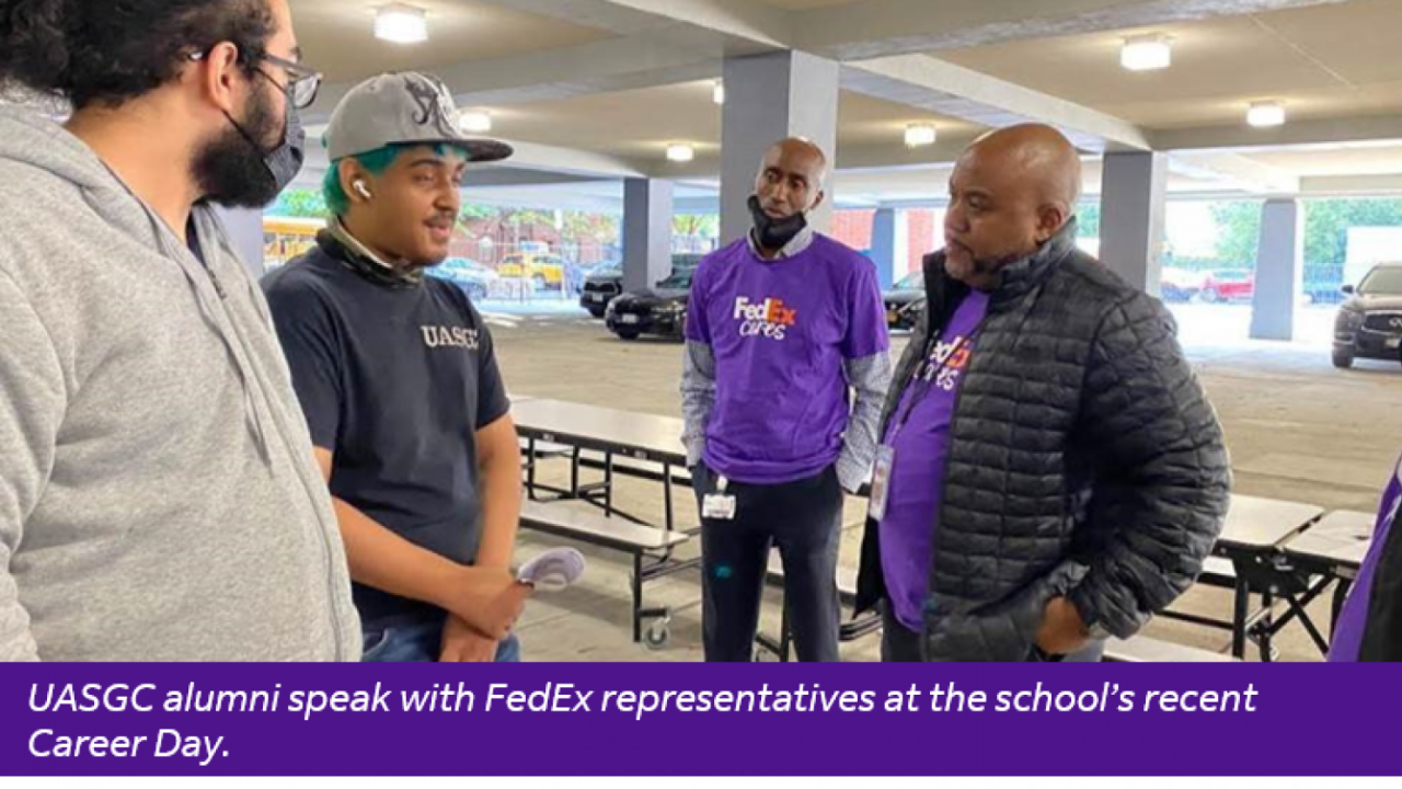 USAGC alumni speak with FedEx representatives at the school's recent career day
