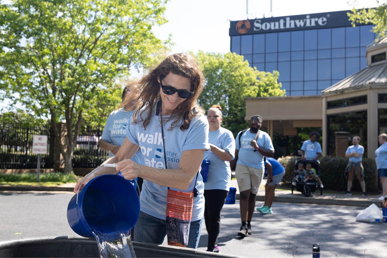 Water collected by participants at the Walk for Water event