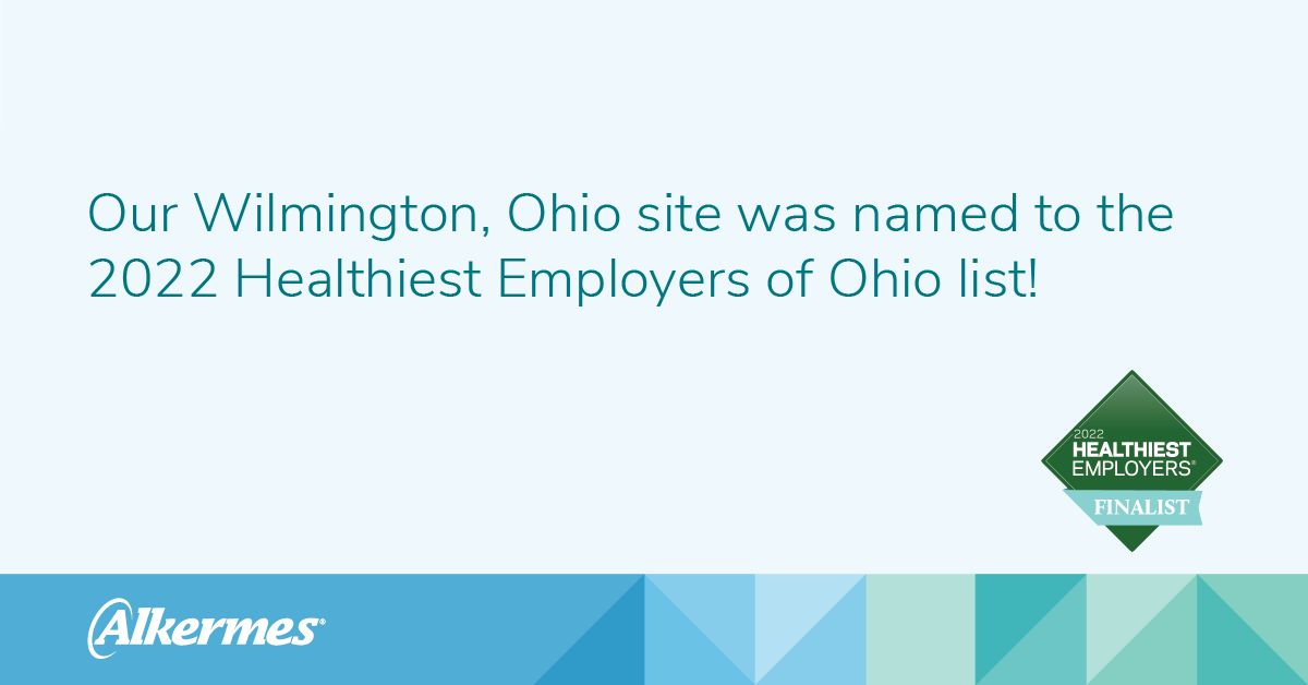 Text: our Wilmington, Ohio site was named to the 2022 Healthiest Employers of Ohio list!