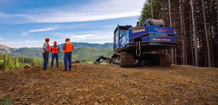 work crew and excavator