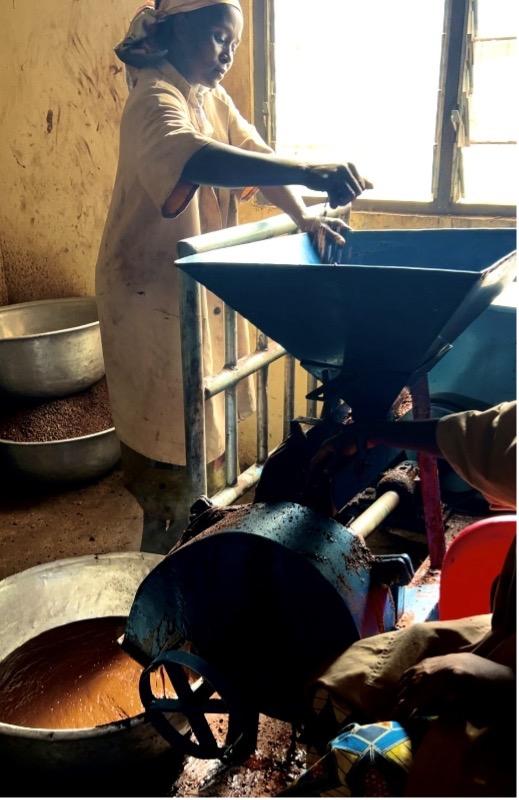 Working on a machine in ghana