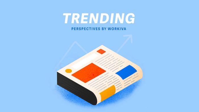 Trending perspectives by Workiva. Illustration of a book.