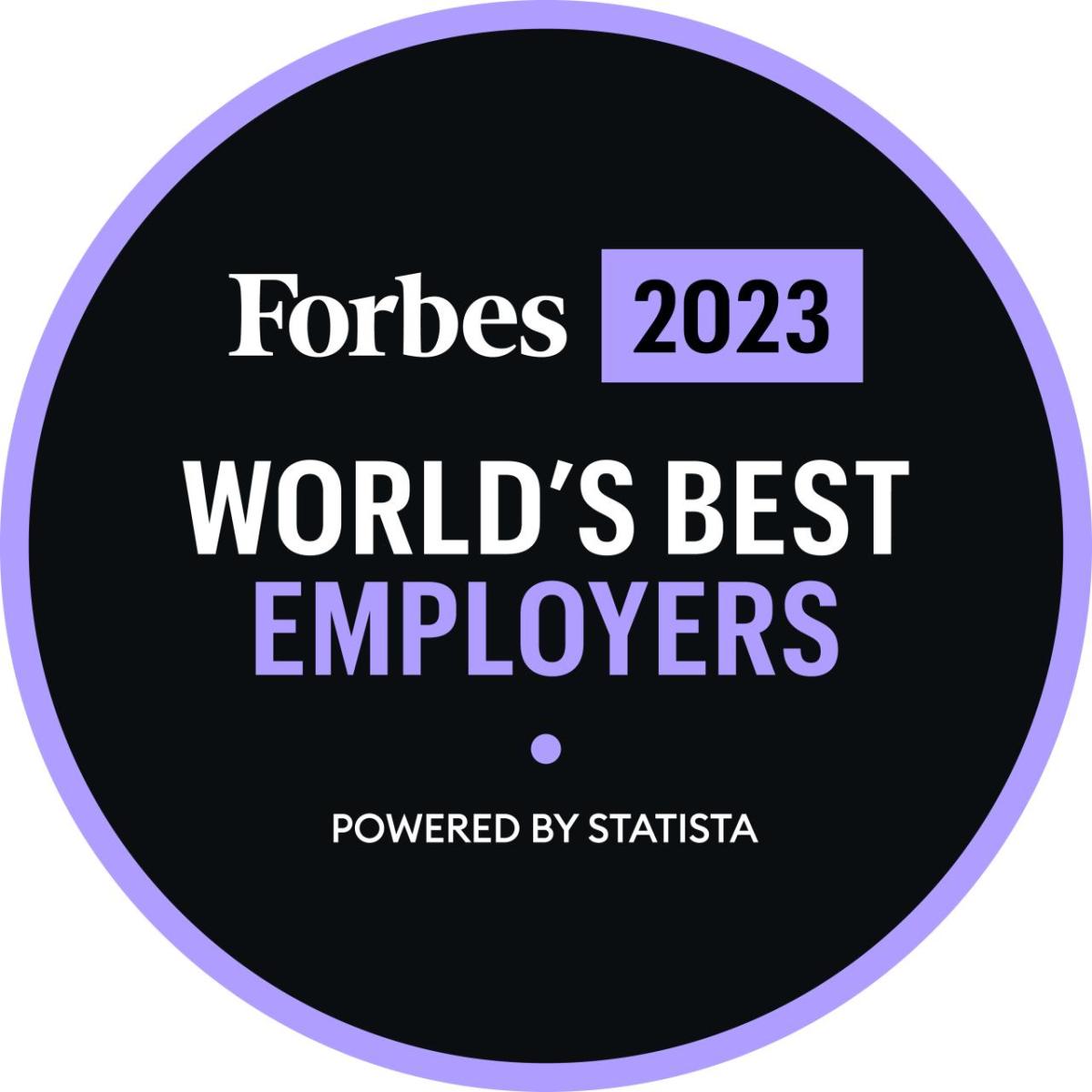 Forbes 2023 World's Best Employers badge.