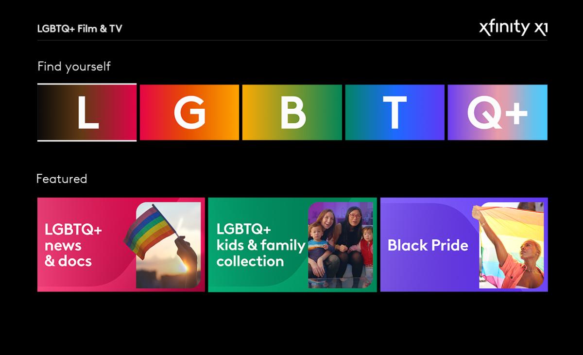 LGBTQ+ digital menu with three options for featured categories