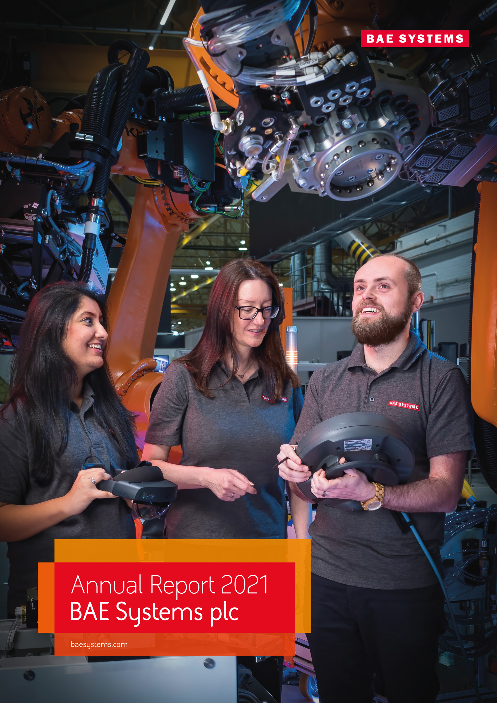 people working with the text "Annual Report 2021 BAE Systems plc"