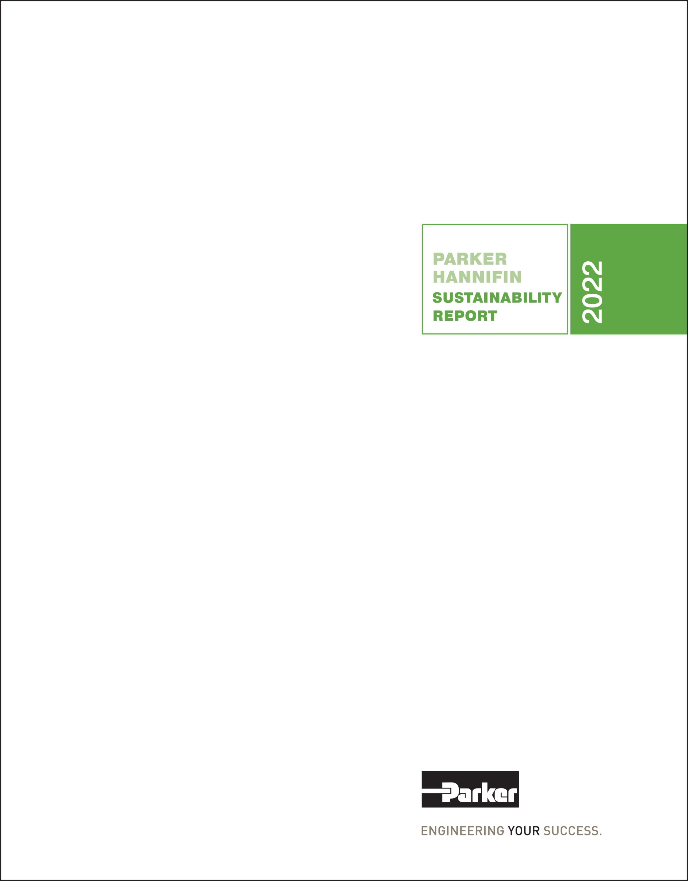 Cover of Parker Hannifin's 2022 Sustainability Report