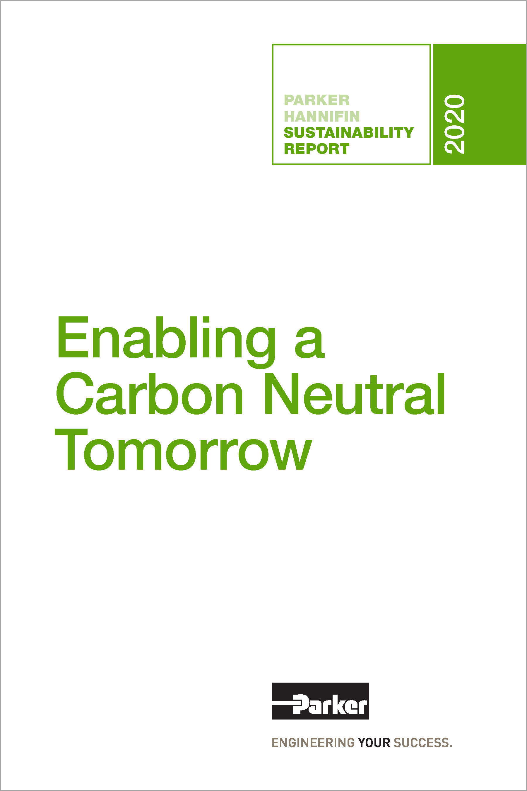 Parker Hannifin Sustainability Report 2020 Cover
