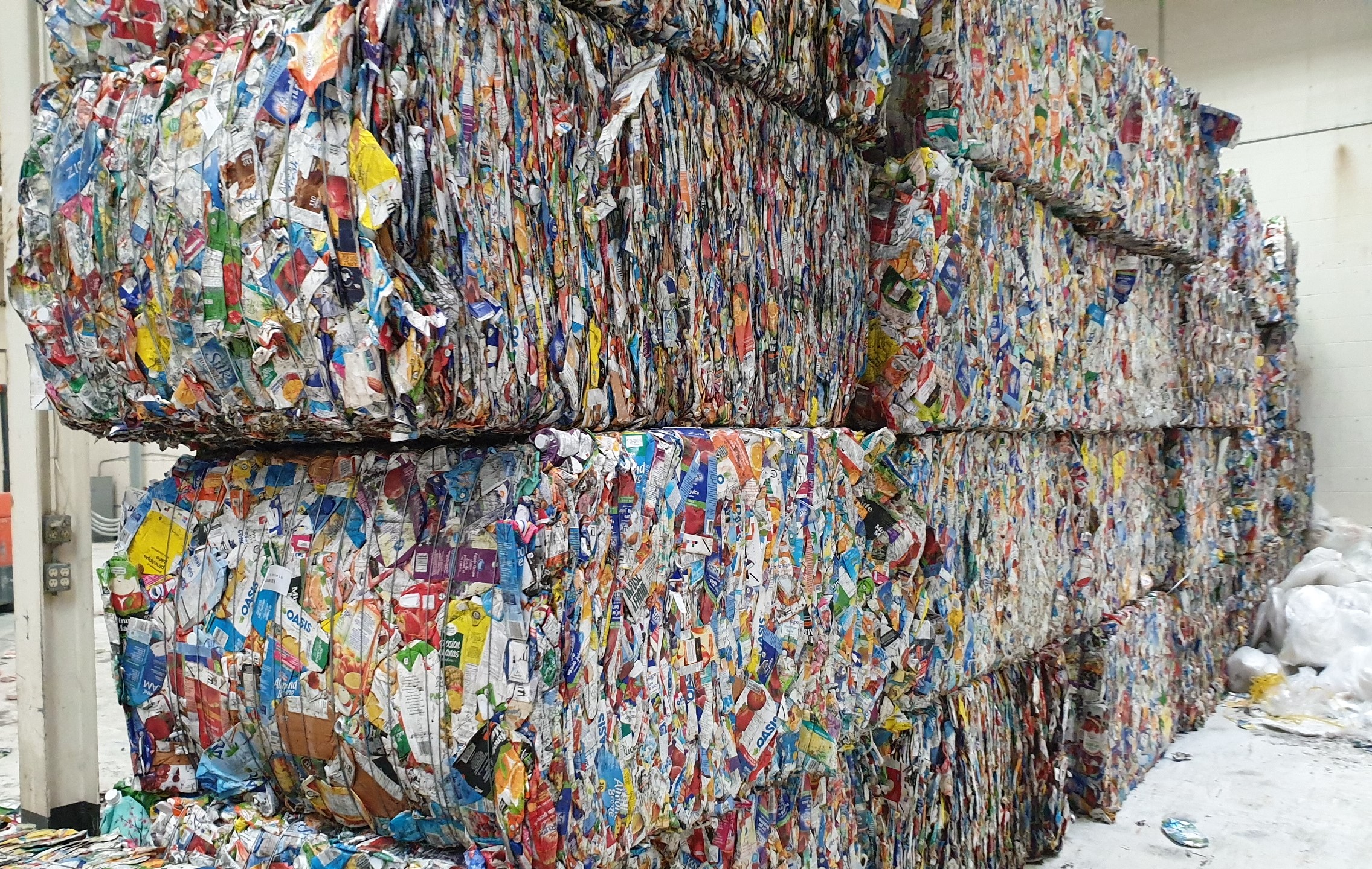 Stacks of packaging waste