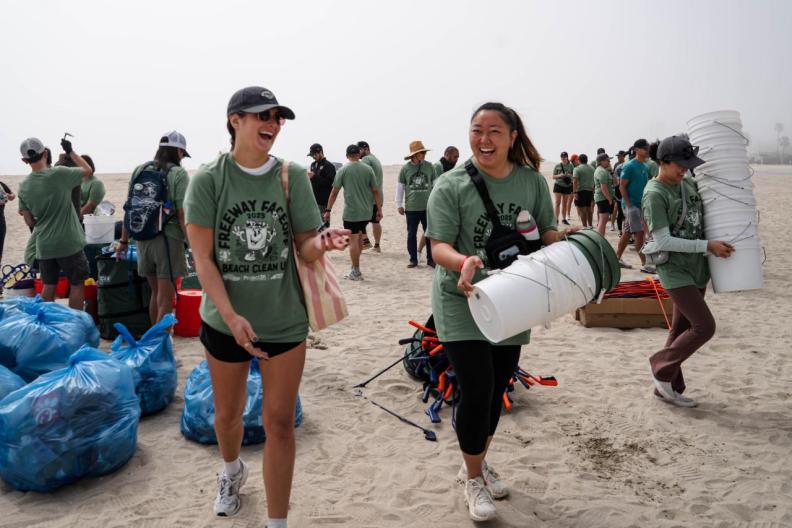 Volunteers cleaned up Granada Beach in Long Beach, CA. 