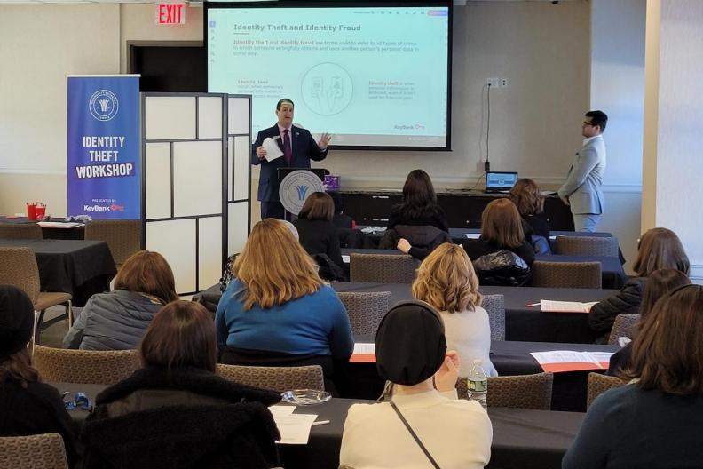 KeyBank’s Gary Wawrzycki shares tips for preventing identity theft and fraud to an audience at Community Outreach Center in Monsey, N.Y. 