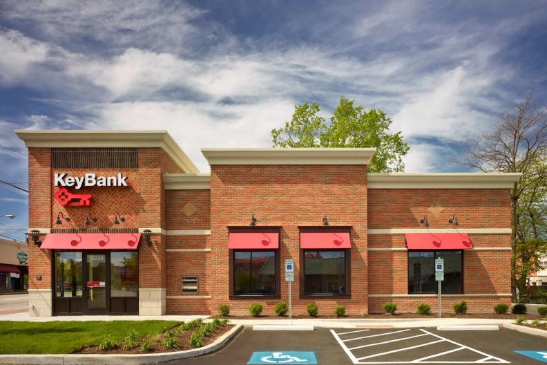 Exterior of a KeyBank branch. 