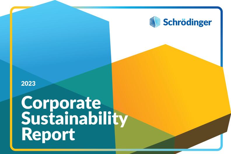 Schrodinger 2023 Corporate Sustainability Report Cover 