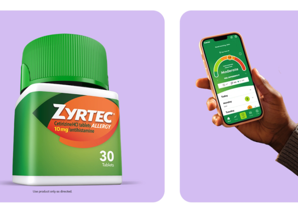 Zyrtec and Zyrtec app shown on an iPhone.