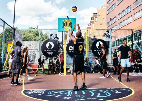Group of people playing basketball