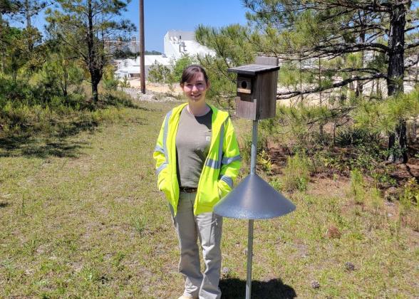 Bluebird box and Covia employee