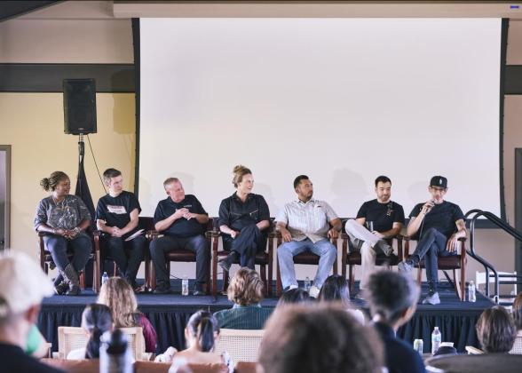 Students heard from a panel of industry professionals during a a career development event at the Mountain Winery in Saratoga, CA.