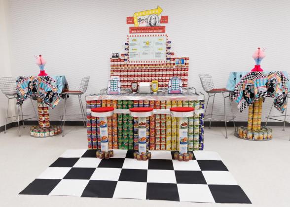 Short Hills CAN food drive sculpture.