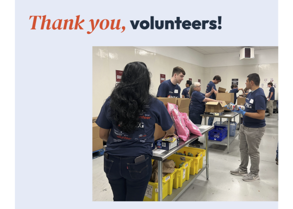 volunteers packing food