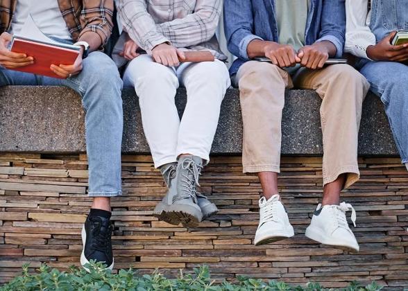students sitting in a row