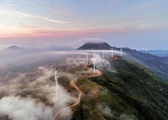 Wind turbines on mountains 
