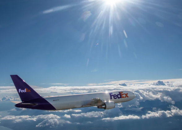 FedEx plane in flight