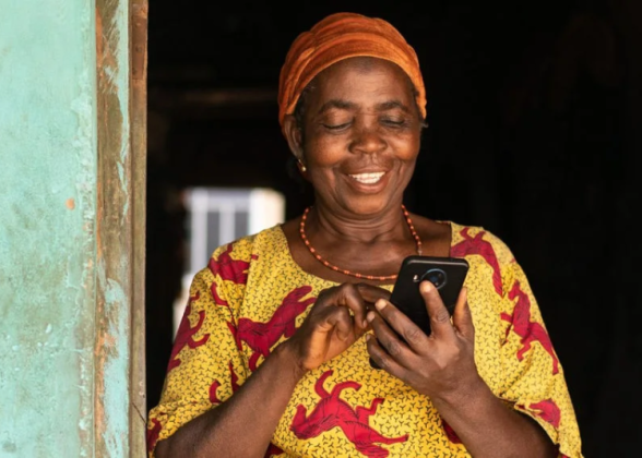 A person using a cell phone