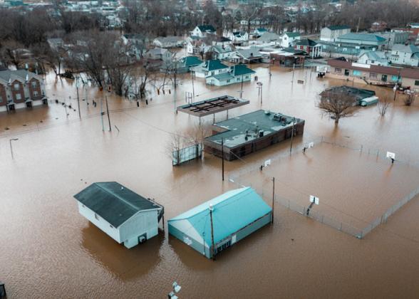 flooded buildings