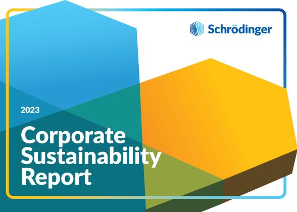 Schrodinger 2023 Corporate Sustainability Report Cover