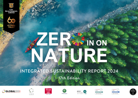&quot;Zero in on nature&quot; City Developments Limited&#039;s Integrated Sustainability Report cover