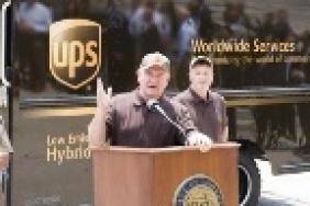 Photo of Georgia Governor Sonny Perdue and UPS CEO Mike Eskew Announcing the Expansion of The UPS "Green Fleet" is on Business Wire's Web Site and AP PhotoExpress Image.