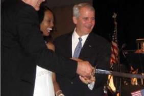 Lt. Colonel Oliver North Address Audience at USA Cares 5th Anniversary Gala Image.