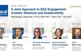 Webinar: A Joint Approach to ESG Engagement: Investor Relations and Sustainability Image.
