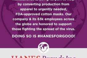 HanesBrands to Manufacture FDA-approved Cotton Masks During COVID-19 Shortage Image.
